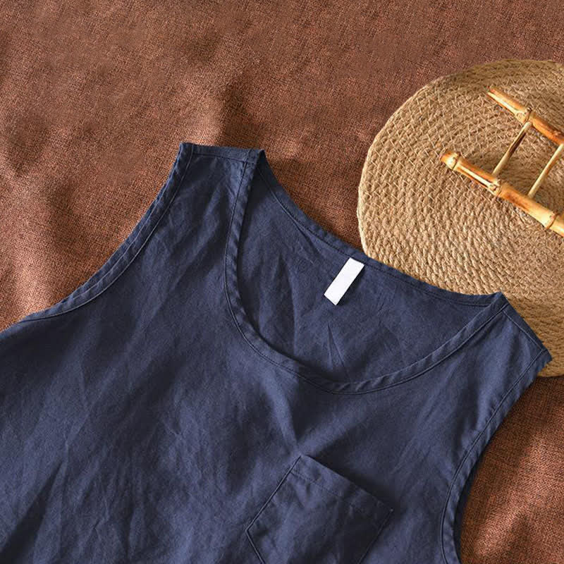 Buddha Stones 夏物カジュアルミニマリスト無地タンクトップメンズノースリーブTシャツパッチポケット付き - image 1