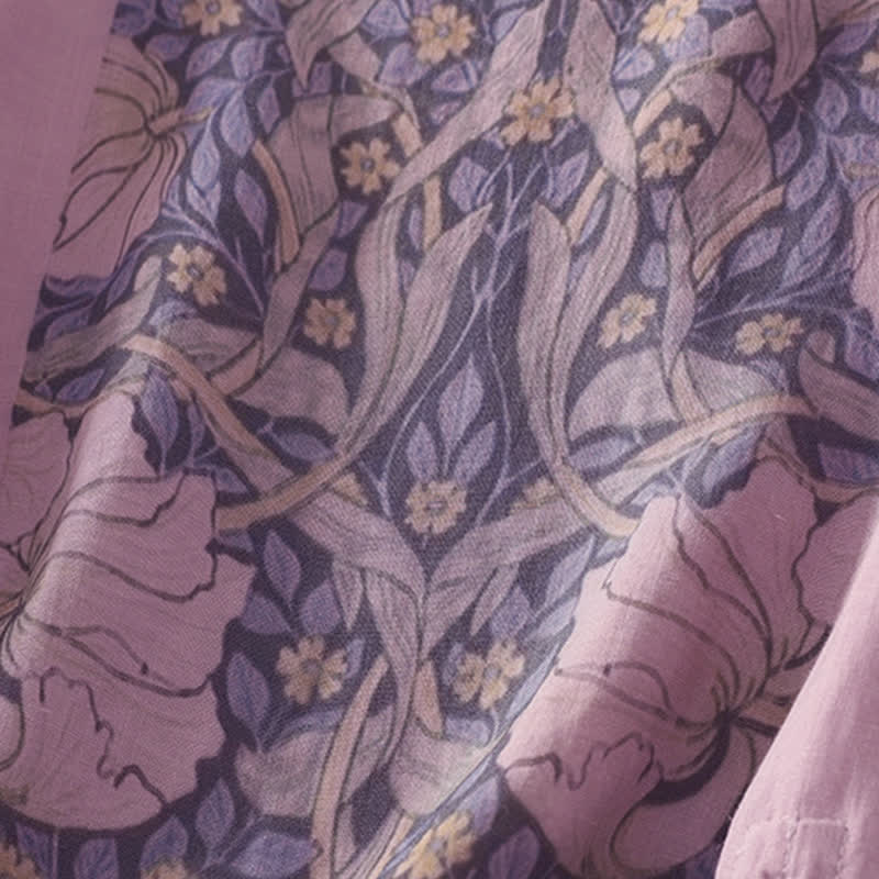 Buddha Stones 夏物カジュアルヴィンテージドローストリング抽象花柄プリントレディース半袖Tシャツ - image 2