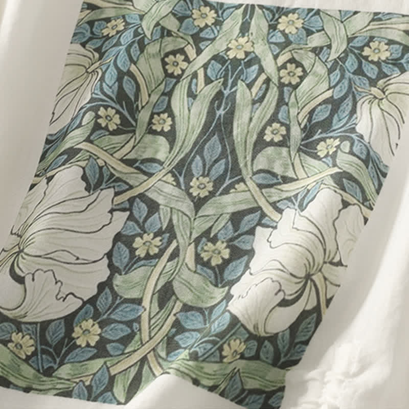 Buddha Stones 夏物カジュアルヴィンテージドローストリング抽象花柄プリントレディース半袖Tシャツ - image 17