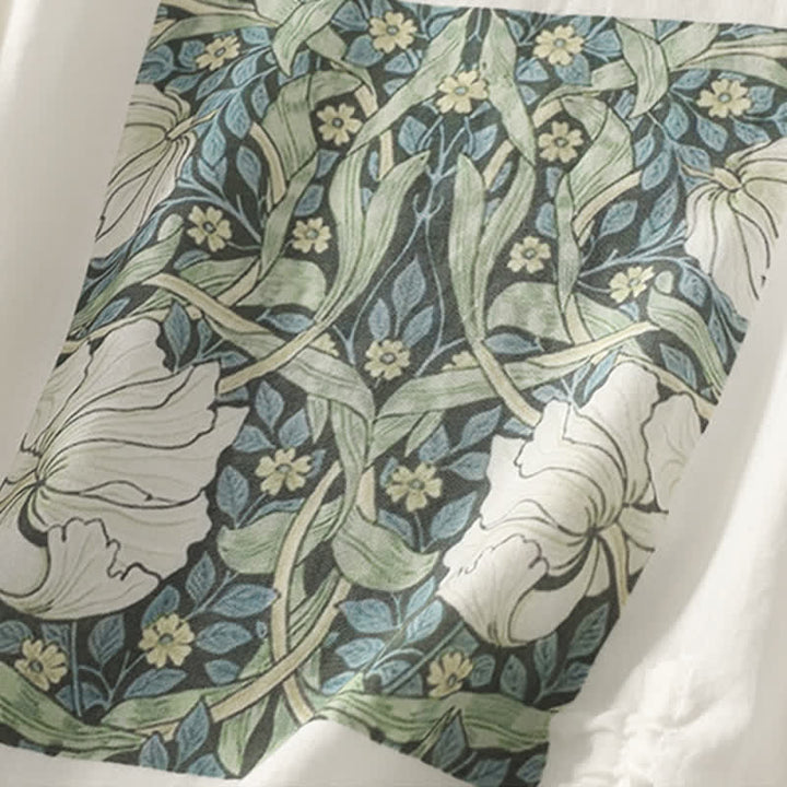 Buddha Stones 夏物カジュアルヴィンテージドローストリング抽象花柄プリントレディース半袖Tシャツ - image 17