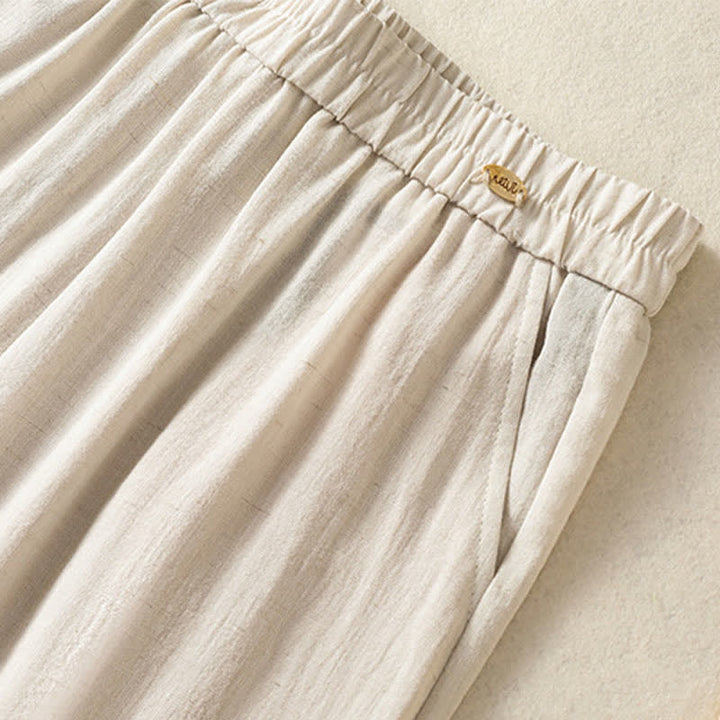 Buddha Stones 夏物カジュアルヴィンテージ刺繍花柄クロップドパンツレディースストレートレッグパンツポケット付き - image 11