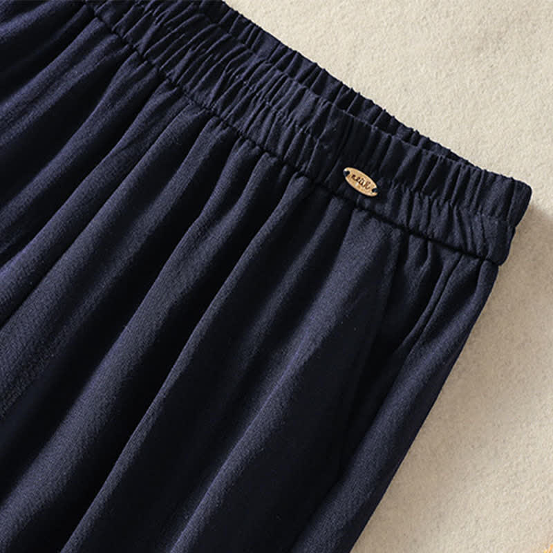 Buddha Stones 夏物カジュアルヴィンテージ刺繍花柄クロップドパンツレディースストレートレッグパンツポケット付き - image 5