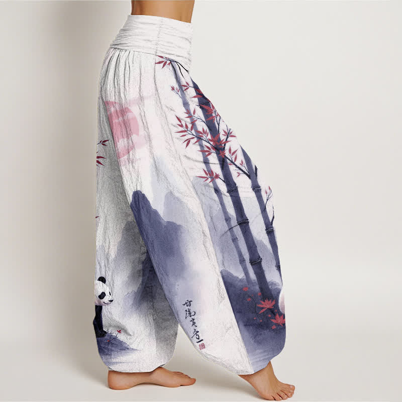Buddha Stones コットンインク バンブーパンダ柄 レディース ゴムウエスト ハーレムパンツ - image 10