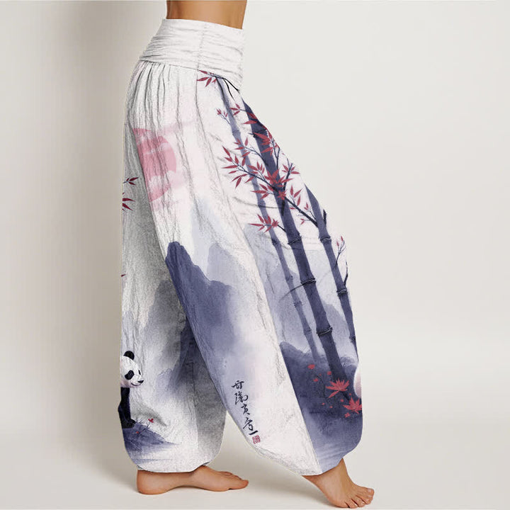 Buddha Stones コットンインク バンブーパンダ柄 レディース ゴムウエスト ハーレムパンツ - image 10