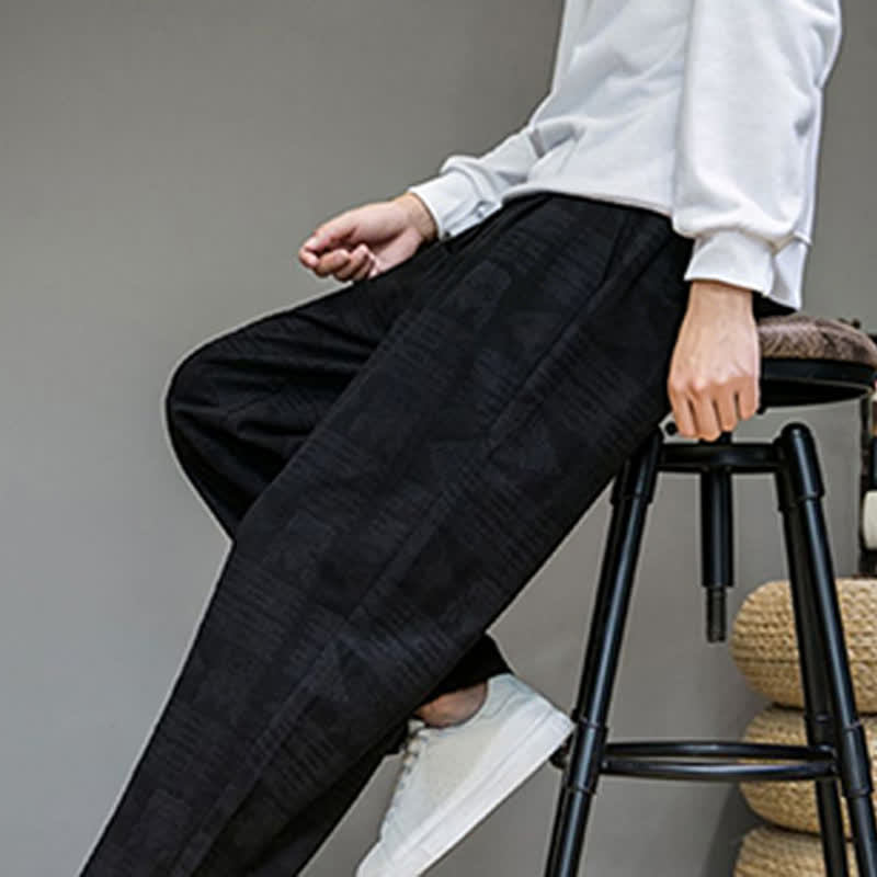 Buddha Stones 春夏カジュアルヴィンテージ幾何学模様ロングパンツメンズストレートレッグパンツポケット付き - image 13