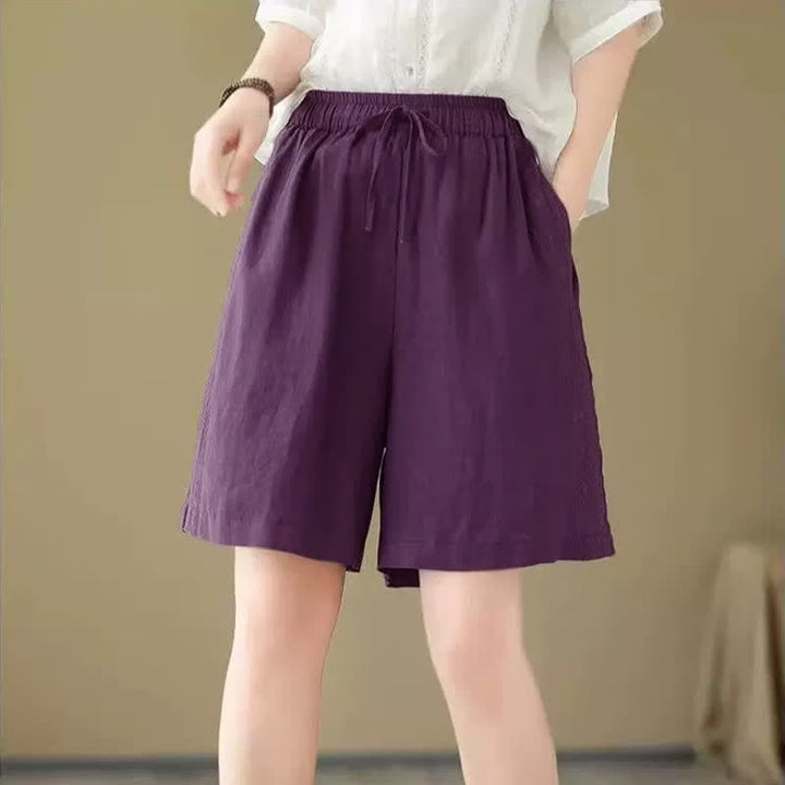 Buddha Stones 夏物カジュアル ドローストリング付き無地レディースショートパンツ（ポケット付き） - image 18