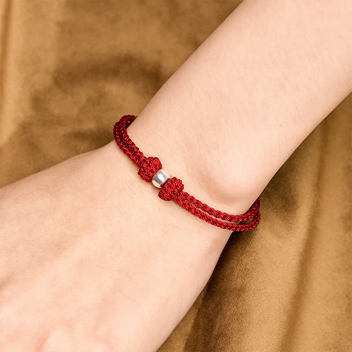 Buddha Stones 925スターリングシルバービーズ赤紐良縁祈願ブレイデッドブレスレット - image 4