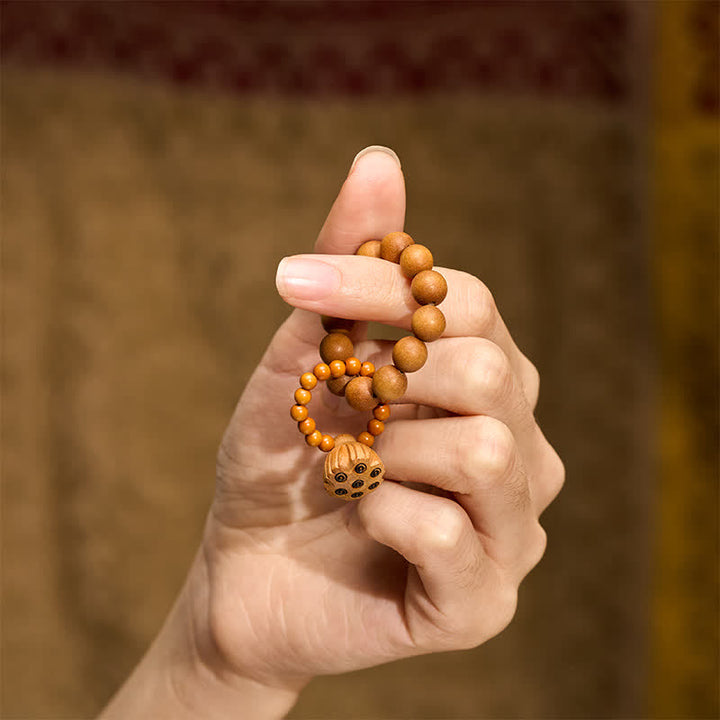 Buddha Stones 緑白檀の蓮の実をモチーフにした、手磨き仕上げの触覚瞑想ビーズ装飾品 - image 12