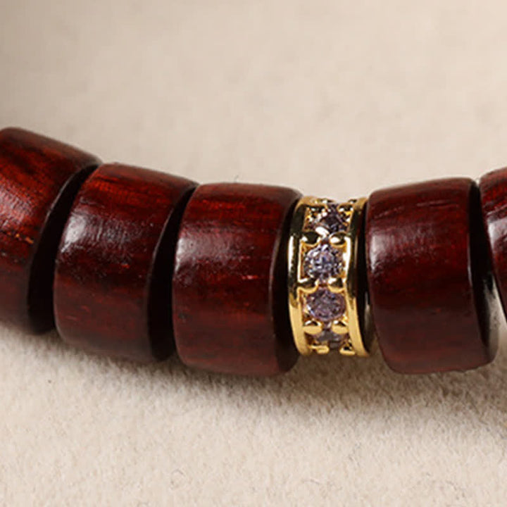 Buddha Stones レッドローズウッドと黒檀を使用した、バレルビーズのミニマリストブレスレット - image 8