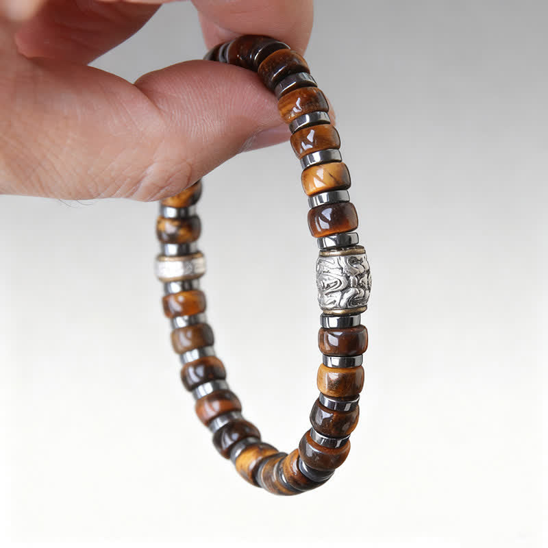 Buddha Stones 天然タイガーアイ アンティークシルバー ライオン 自信ビーズブレスレット - image 8