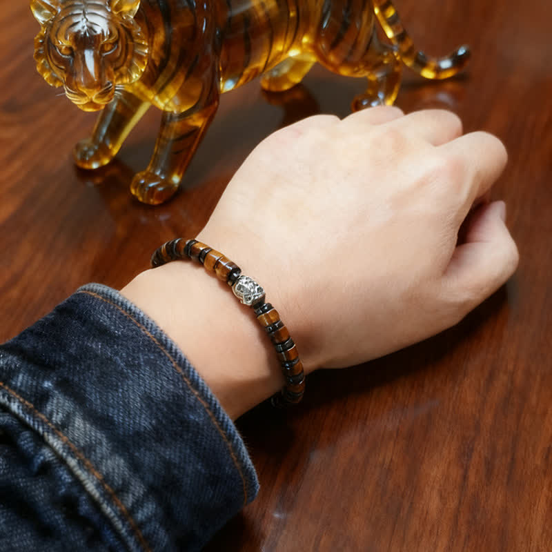 Buddha Stones 天然タイガーアイ アンティークシルバー ライオン 自信ビーズブレスレット - image 10