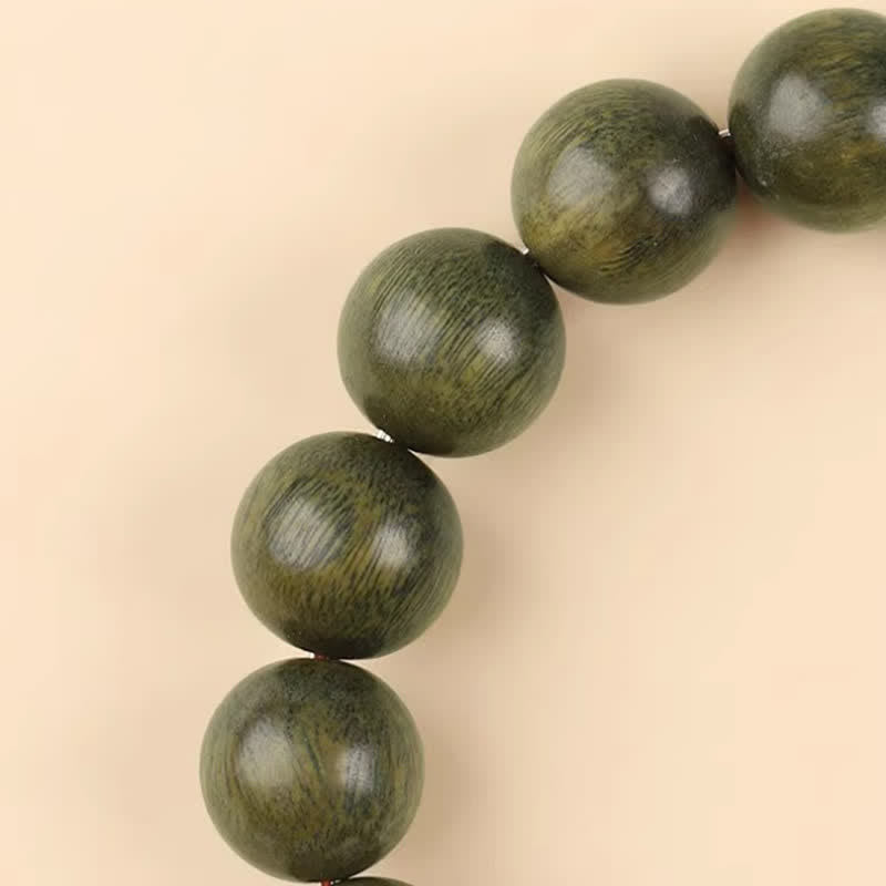Buddha Stones グリーンサンダルウッド セレニティ ジェイド アクセント バレルビーズ ブレスレット - image 9