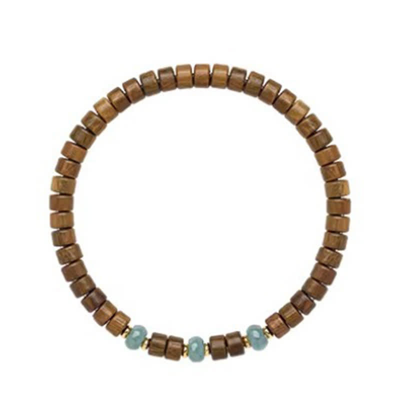 Buddha Stones グリーンサンダルウッド セレニティ ジェイド アクセント バレルビーズ ブレスレット - image 8
