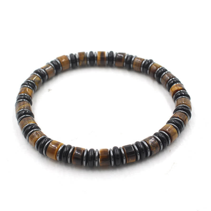 Buddha Stones 黒曜石（ヘマタイト）の手磨きエスニック幸運フラットビーズブレスレット - タイガーアイ（自信♥集中力）（手首周り：15～16cm） - image 2