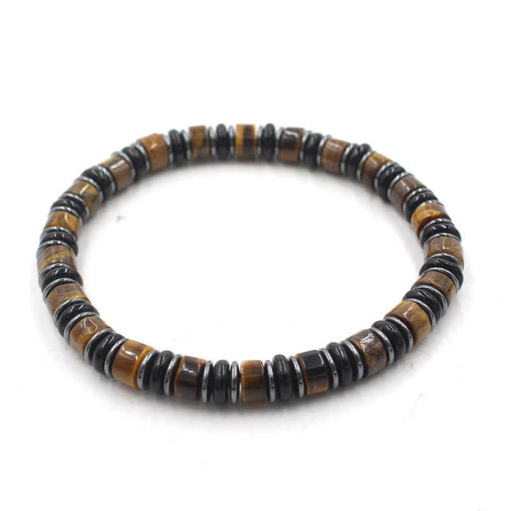 Buddha Stones 黒曜石（ヘマタイト）の手磨きエスニック幸運フラットビーズブレスレット - タイガーアイ（自信♥集中力）（手首周り：15～16cm） - image 2