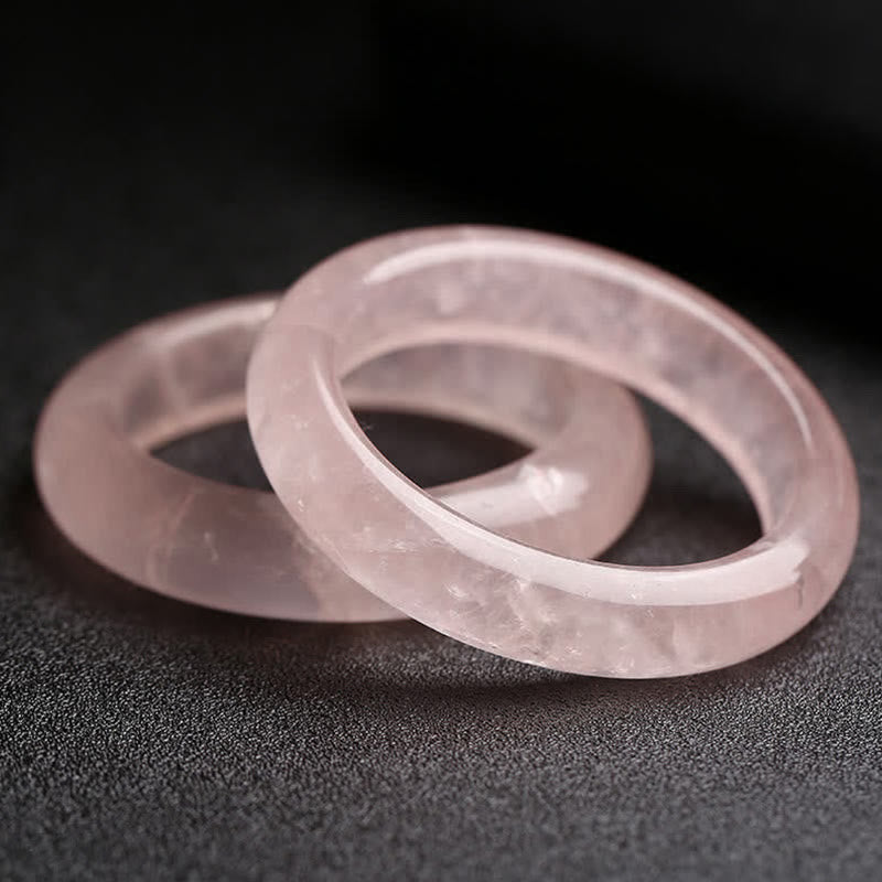 Buddha Stones天然ローズクォーツ ラブケアリングブレスレット バングル - 62mm - image 0