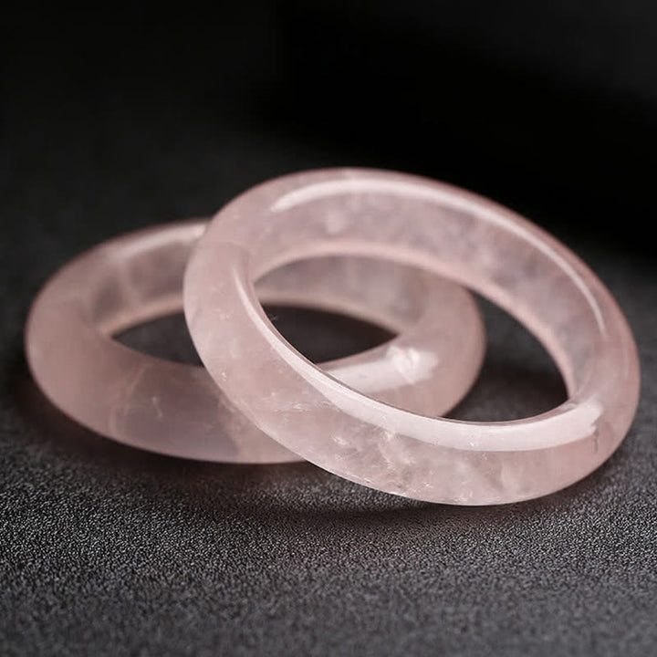 Buddha Stones天然ローズクォーツ ラブケアリングブレスレット バングル - 62mm - image 0