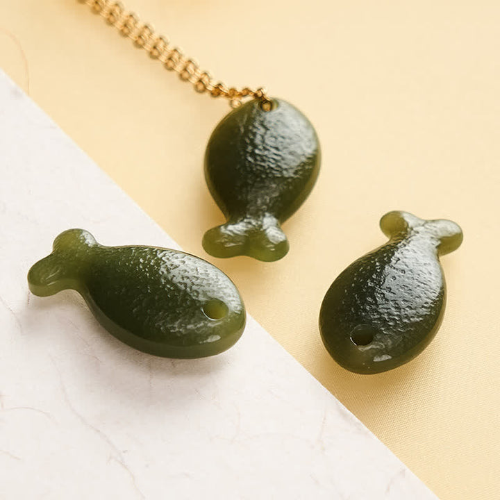 Buddha Stones 翡翠の小魚の幸運をモチーフにした手彫りペンダントネックレス - image 8