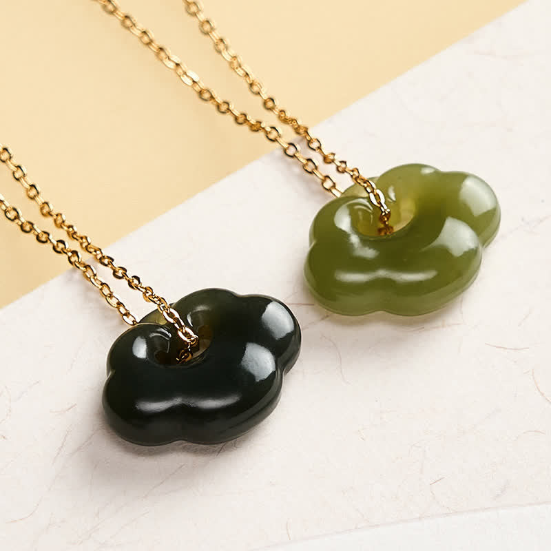 Buddha Stones 翡翠の縁起の良い雲のロック幸運ヴィンテージペンダントネックレス - 925スターリングシルバー（良縁祈願♥穏やかさ） - 濃い緑色 - 天然翡翠（色味は個体差があります） - image 4