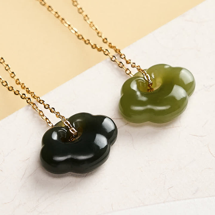 Buddha Stones 翡翠の縁起の良い雲のロック幸運ヴィンテージペンダントネックレス - 925スターリングシルバー（良縁祈願♥穏やかさ） - 濃い緑色 - 天然翡翠（色味は個体差があります） - image 4