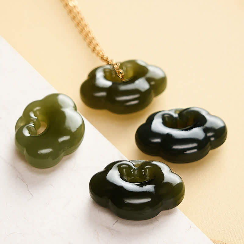 Buddha Stones 翡翠の縁起の良い雲のロック幸運ヴィンテージペンダントネックレス - image 8