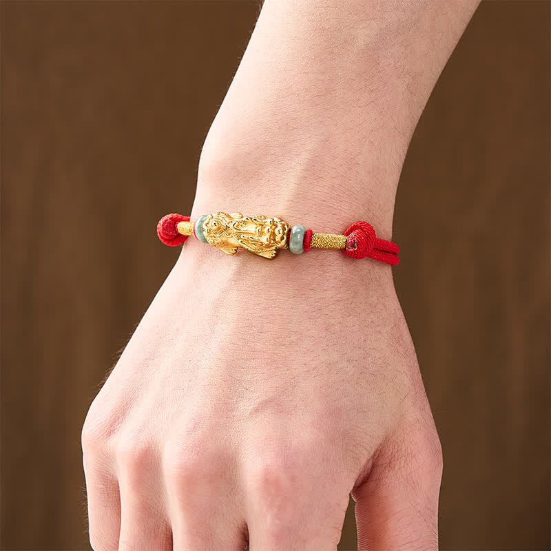 Buddha Stones 銅製の貔貅（ひきゅう）赤紐ブレスレット - image 4