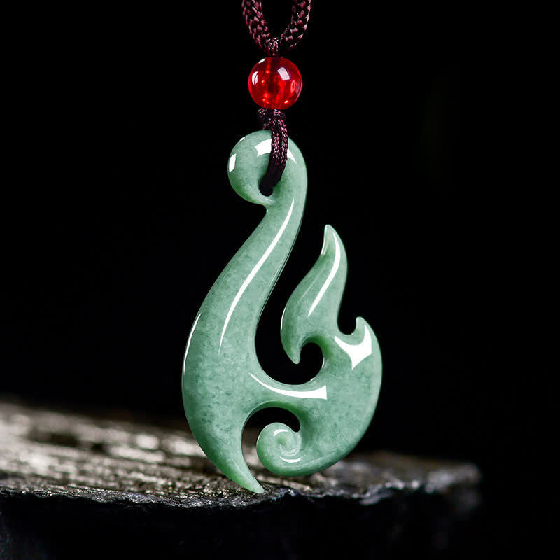 Buddha Stones 天然翡翠の螺旋模様の豊穣ペンダントネックレス - image 1