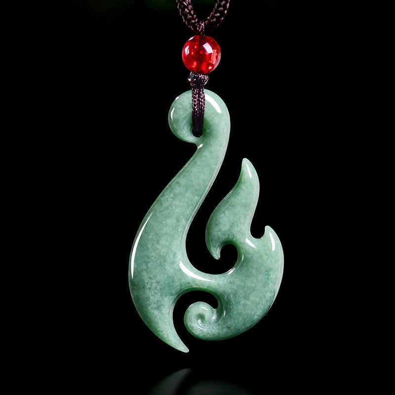 Buddha Stones 天然翡翠の螺旋模様の豊穣ペンダントネックレス - 天然翡翠（色味は個体差があります） - 40.5×4.5×23.5mm - image 0