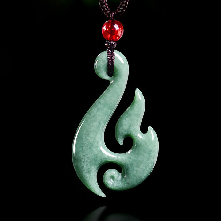 Buddha Stones 天然翡翠の螺旋模様の豊穣ペンダントネックレス - 天然翡翠（色味は個体差があります） - 40.5×4.5×23.5mm - image 0