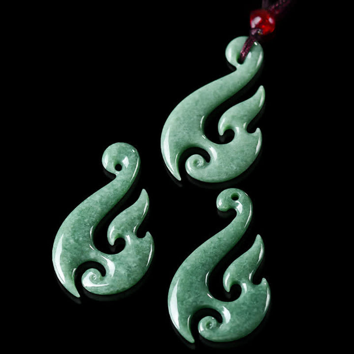 Buddha Stones 天然翡翠の螺旋模様の豊穣ペンダントネックレス - image 6