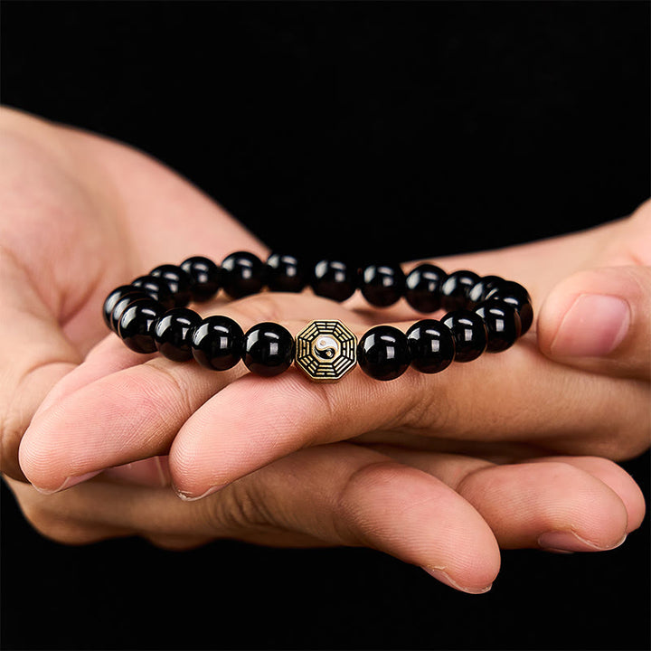 Buddha Stones ブラックオニキス八卦バランスチャームビーズブレスレット - image 8