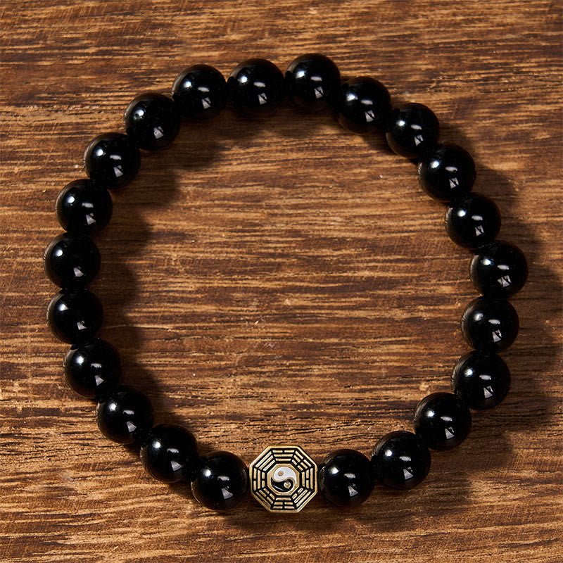 Buddha Stones ブラックオニキス八卦バランスチャームビーズブレスレット - image 1