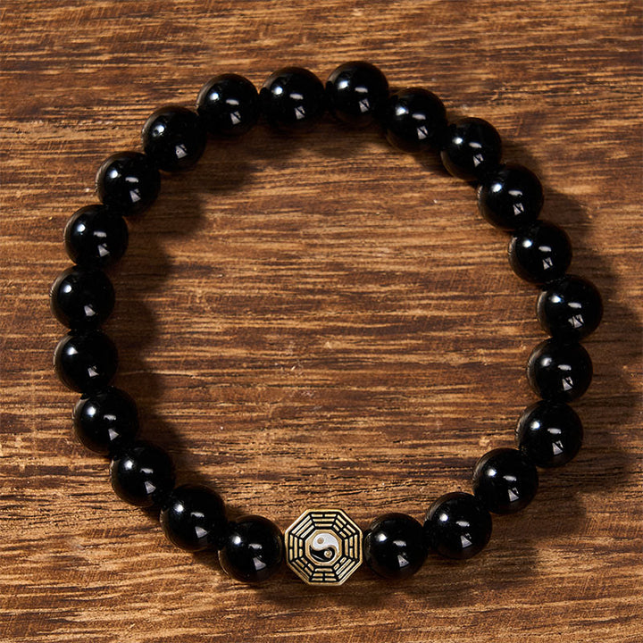 Buddha Stones ブラックオニキス八卦バランスチャームビーズブレスレット - image 1