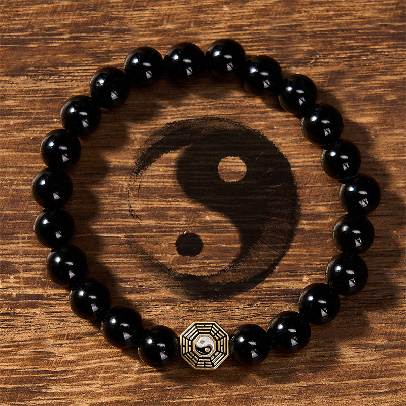 Buddha Stones ブラックオニキス八卦バランスチャームビーズブレスレット - 八卦（バランス♥調和） - image 0