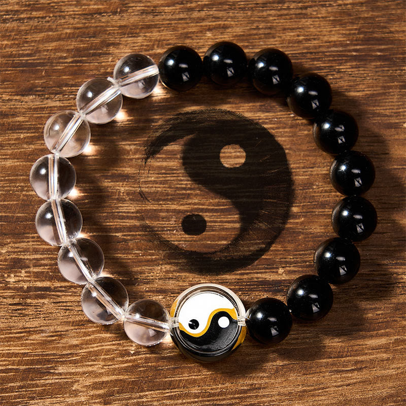 Buddha Stones Liuli ガラスビーズ陰陽バランス 両面ラウンドビーズブレスレット - image 1