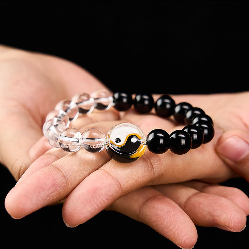 Buddha Stones Liuli ガラスビーズ陰陽バランス 両面ラウンドビーズブレスレット - image 4