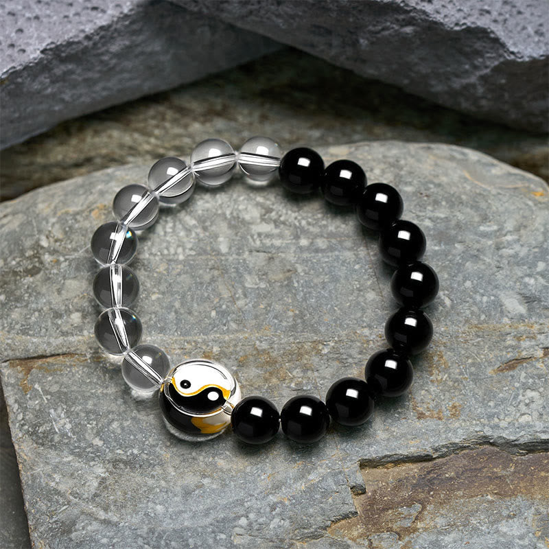 Buddha Stones Liuli ガラスビーズ陰陽バランス 両面ラウンドビーズブレスレット - image 3