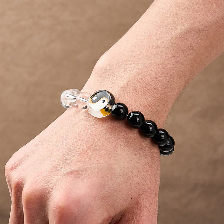 Buddha Stones Liuli ガラスビーズ陰陽バランス 両面ラウンドビーズブレスレット - image 5