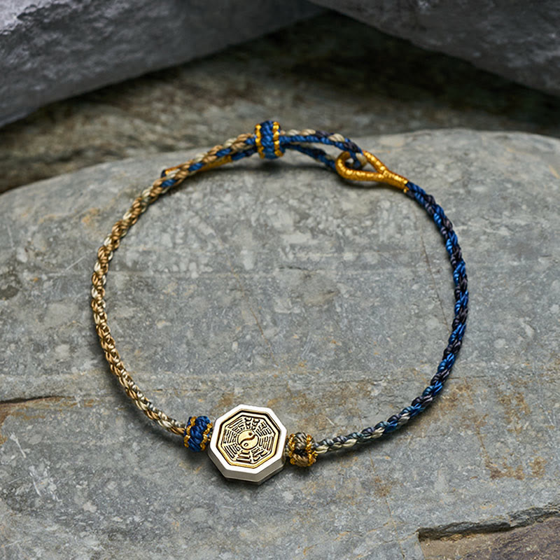 Buddha Stones 手織り八卦八角形スペーサーバランスストリング幸運調節可能編み込みコードブレスレット - image 3