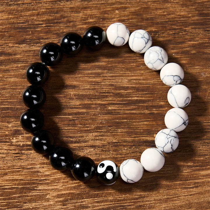 Buddha Stones Liuli ガラスビーズ陰陽バランス ラウンドビーズブレスレット - image 1