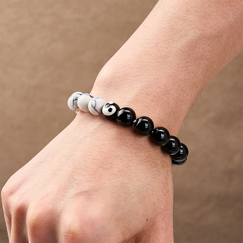Buddha Stones Liuli ガラスビーズ陰陽バランス ラウンドビーズブレスレット - image 4