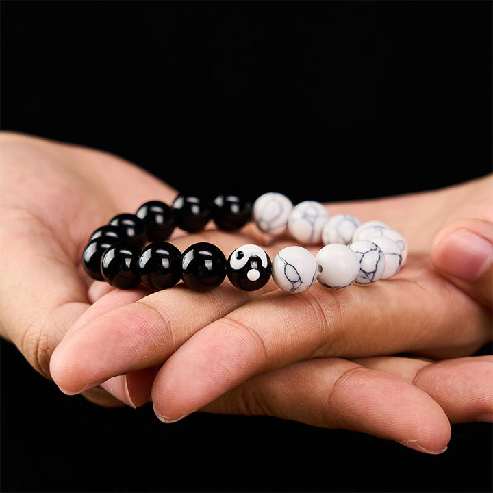 Buddha Stones Liuli ガラスビーズ陰陽バランス ラウンドビーズブレスレット - image 3