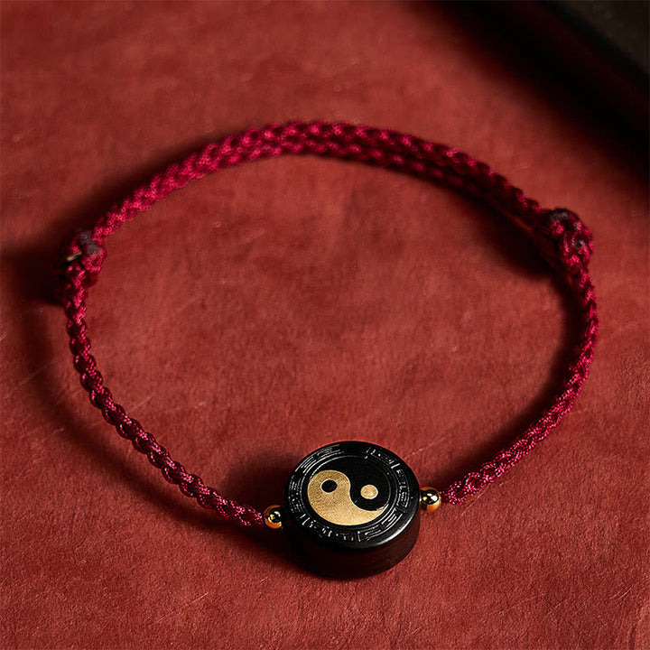 Buddha Stones 黒檀グラウンディング赤紐ブレスレット - image 3