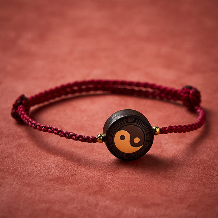 Buddha Stones 黒檀グラウンディング赤紐ブレスレット - image 2