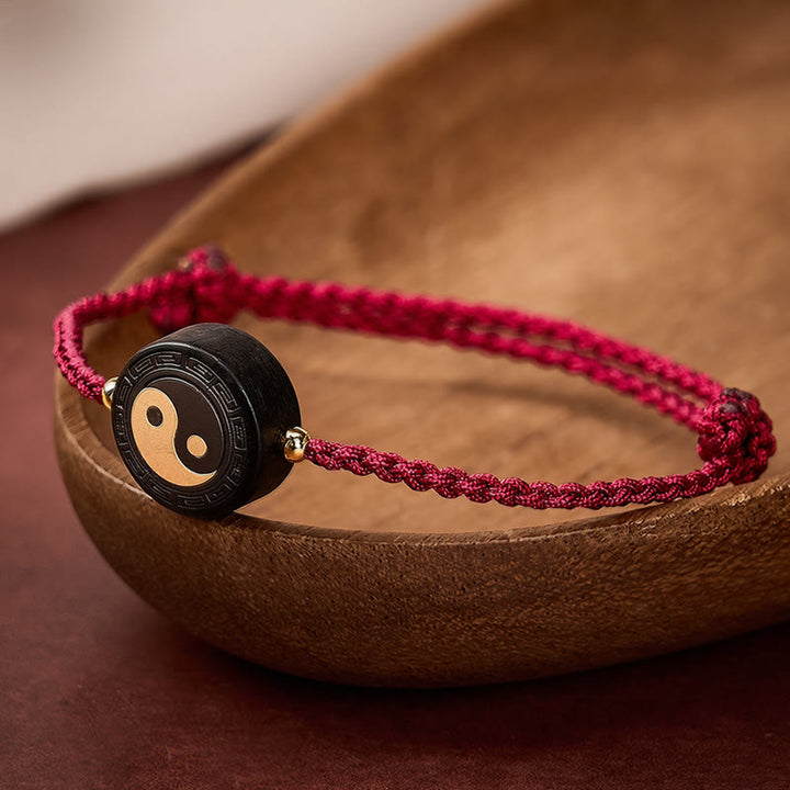 Buddha Stones 黒檀グラウンディング赤紐ブレスレット - image 1