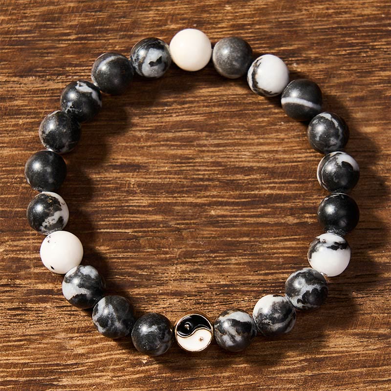 Buddha Stones シャチ瑪瑙の陰陽調和ラウンドビーズブレスレット - image 2