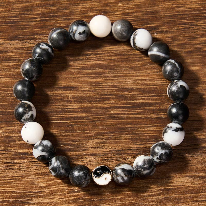Buddha Stones シャチ瑪瑙の陰陽調和ラウンドビーズブレスレット - image 2