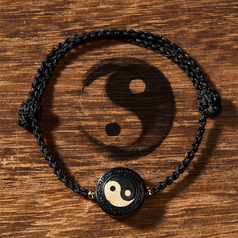 Buddha Stones 黒檀グラウンディング赤紐ブレスレット - 黒 - 八卦（調和♥エネルギー） - image 9