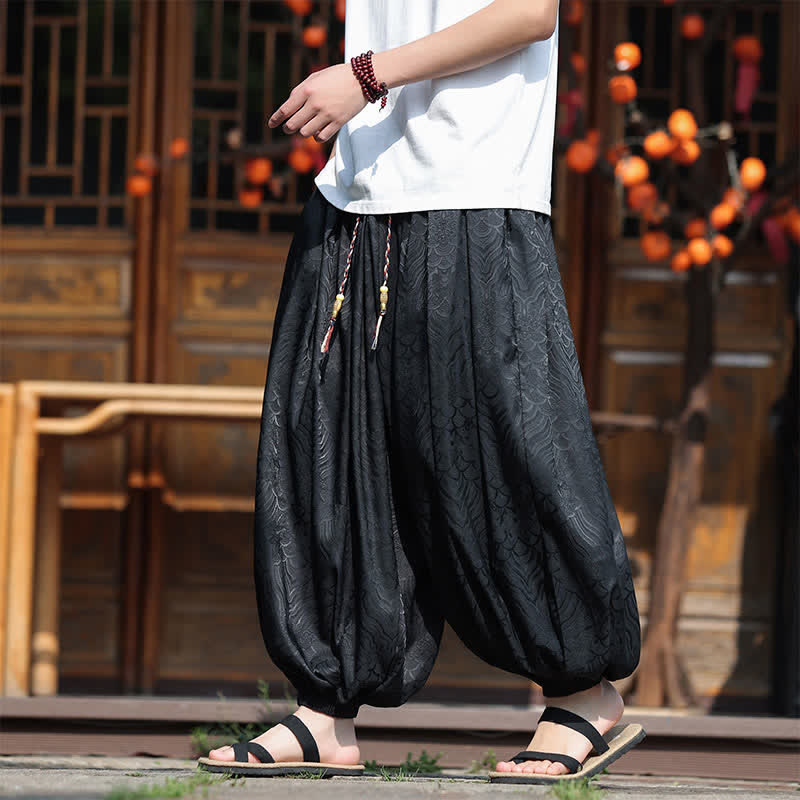 Buddha Stones 夏物カジュアルボヘミアン抽象柄アンクルパンツ メンズハーレムパンツ - image 11