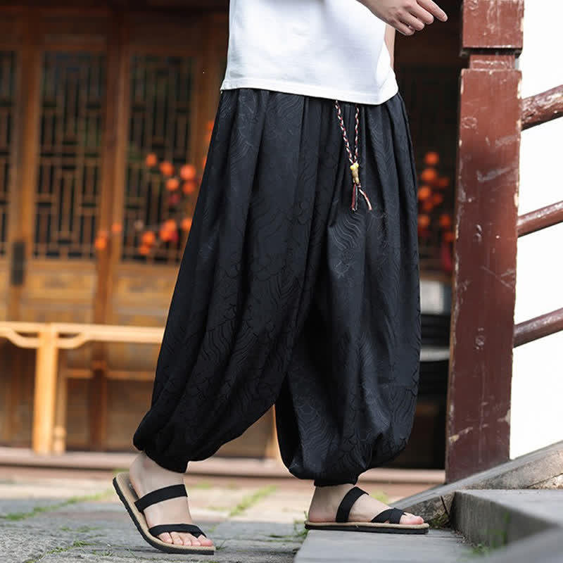 Buddha Stones 夏物カジュアルボヘミアン抽象柄アンクルパンツ メンズハーレムパンツ - image 13